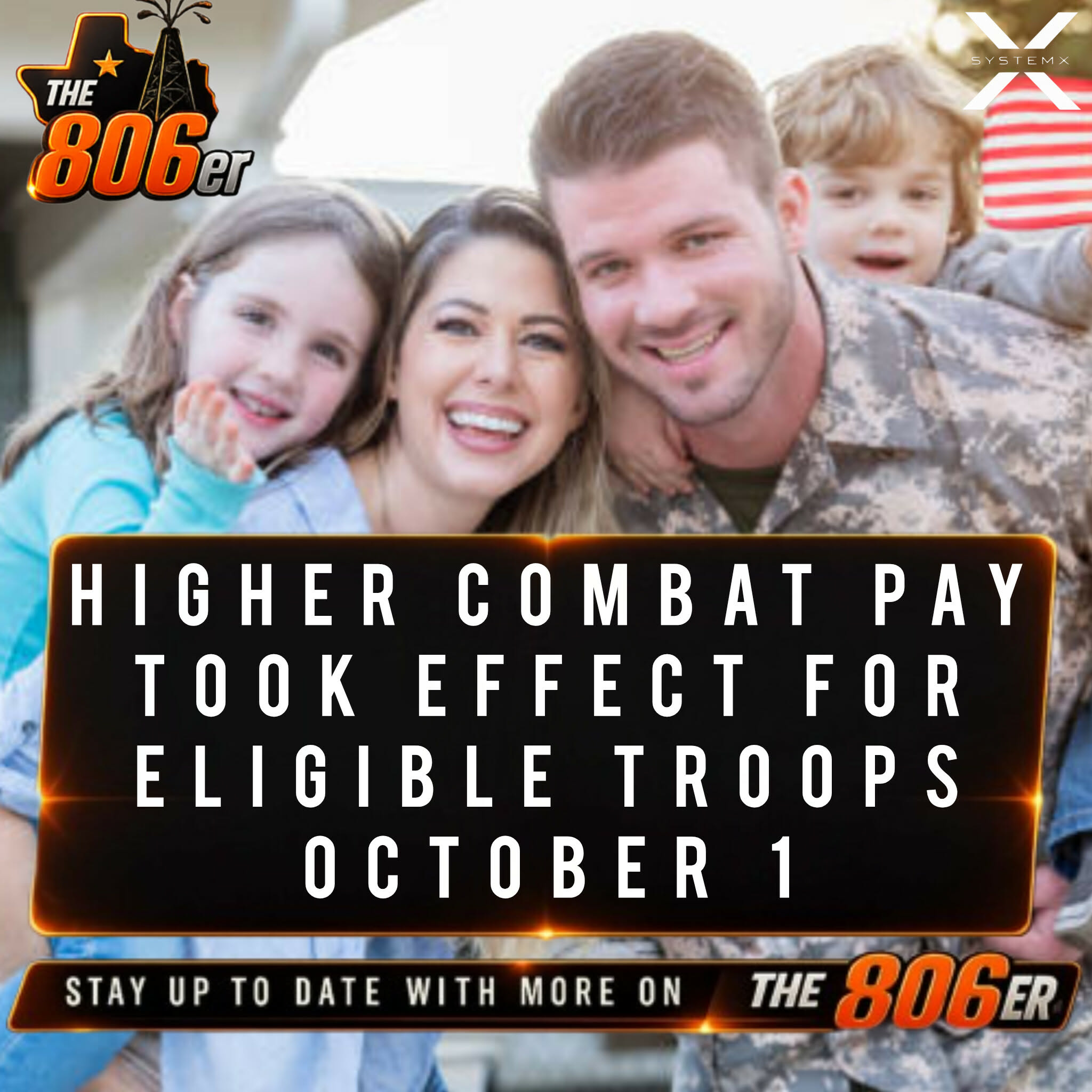 HIGHER COMBAT PAY TOOK EFFECT FOR ELIGIBLE TROOPS OCTOBER 1